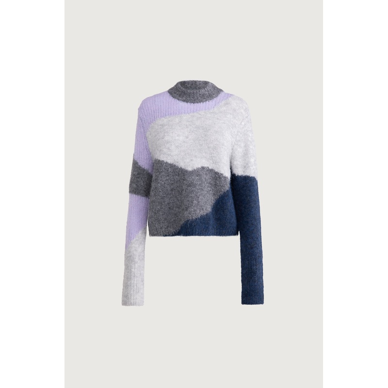 INTARSIA KNIT SWEATER Misty Lilac Intarsia Double Extra Small