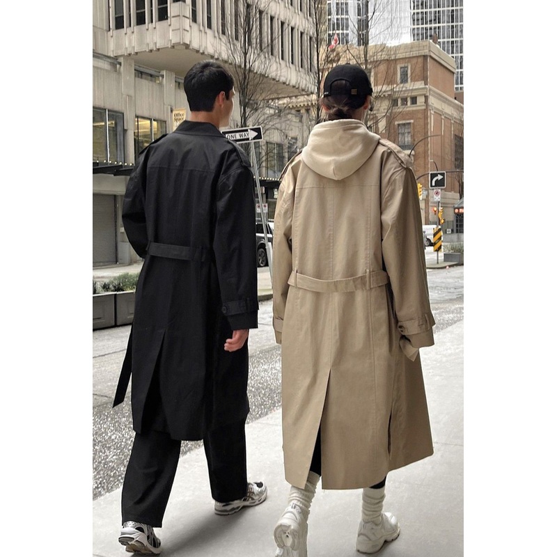 WATER REPELLENT COTTON TRENCH COAT Black Double Extra Small