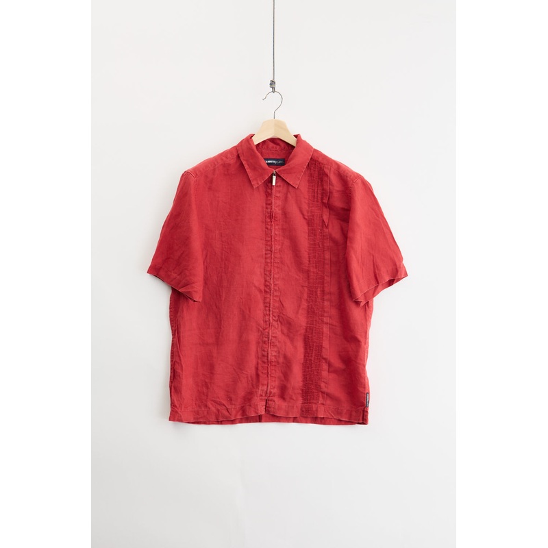 Zippered pleated linen shirt (L) L