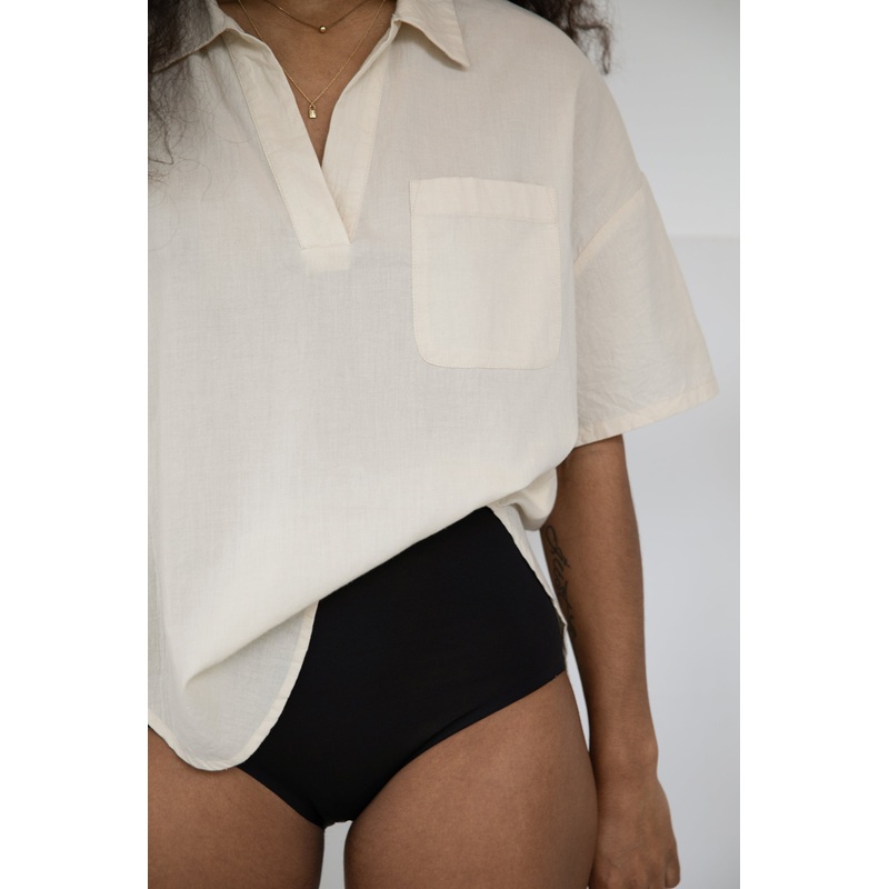 COLLARED BLOUSE Oatmeal Extra Small