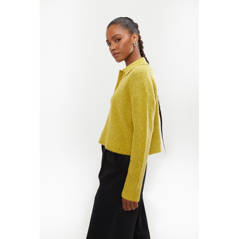 COLLARED POLO SWEATER Cress Green Double Extra Small