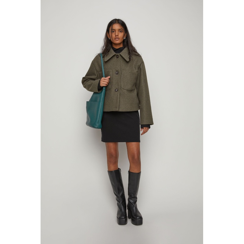 COLLARED SHORT JACKET Taupe One Size