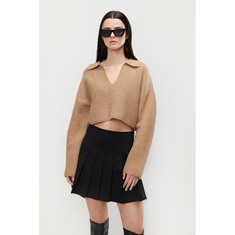 COLLARED SWEATER Dark Beige Extra Small