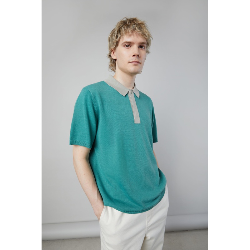 COLOUR BLOCK POLO Evergreen Seafoam Extra Small