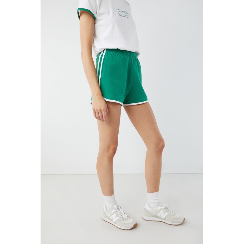 COLOUR BLOCK SHORT Evergreen White Double Extra Small