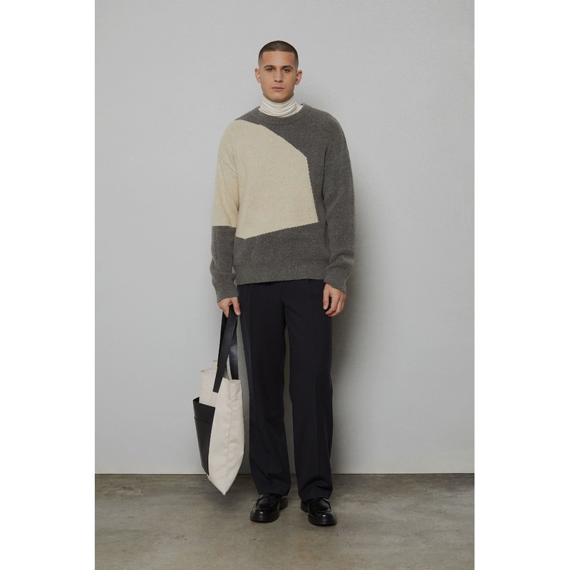 COLOUR BLOCK SWEATER Granite Oyster Grey Extra Small