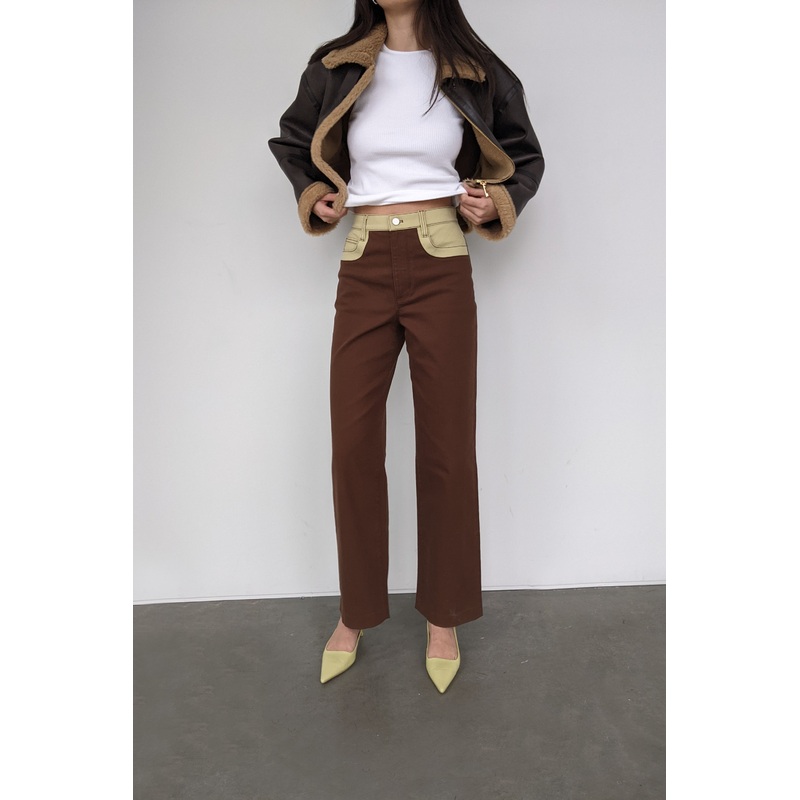 COLOUR BLOCK TWILL PANT Fudge Algae 0