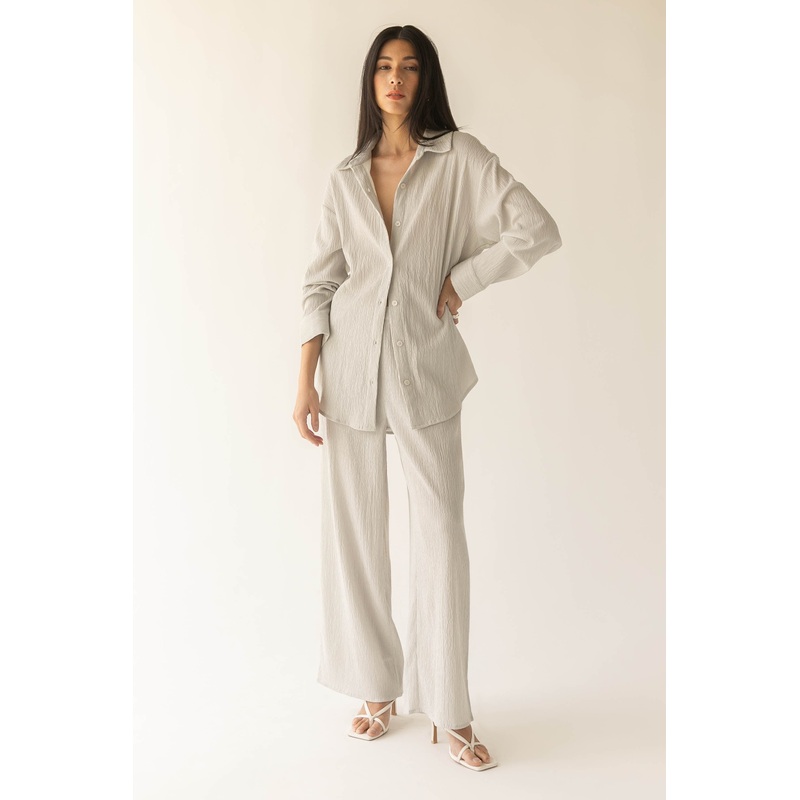 CRINKLE BUTTON UP Ballad Blue Extra Small