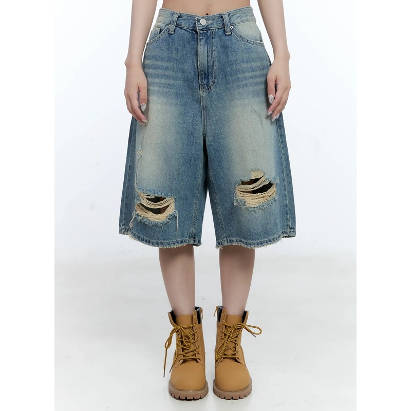 Washed Distressed Jorts CG501 Blue S