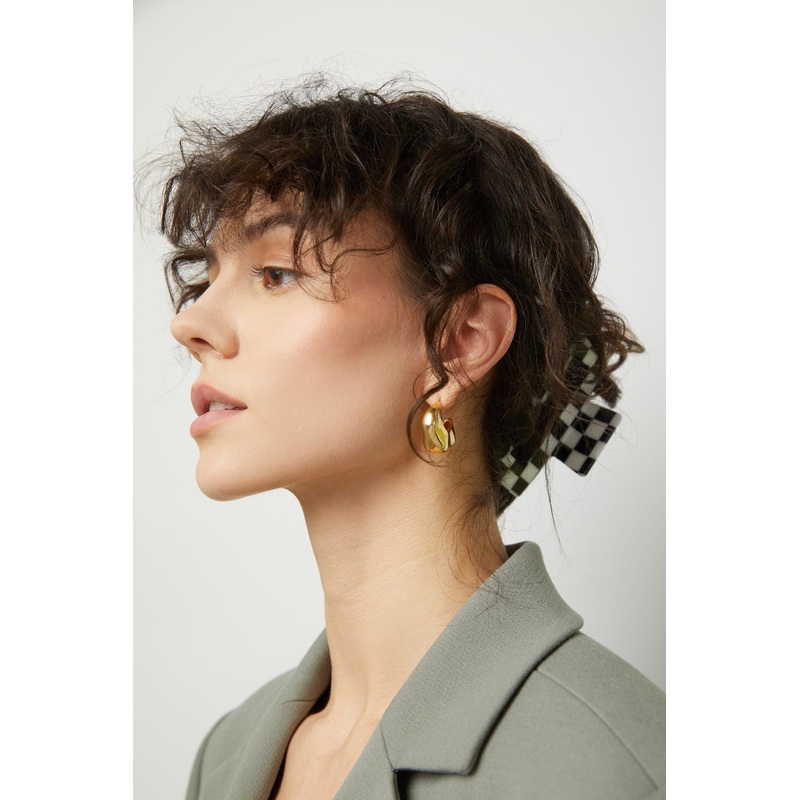 CHUNKY ABSTRACT EARRING Gold One Size