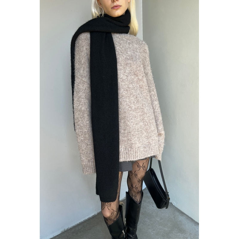 CHUNKY KNIT SCARF Black One Size