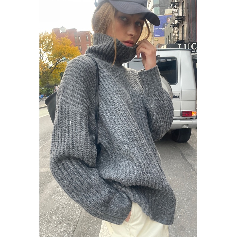 CHUNKY TURTLENECK SWEATER Gunmetal Extra Extra Small Extra Small