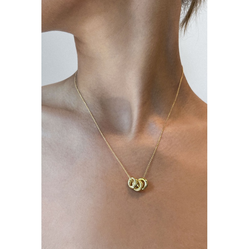 CHAIN NECKLACE WITH RING PENDANTS Gold One Size