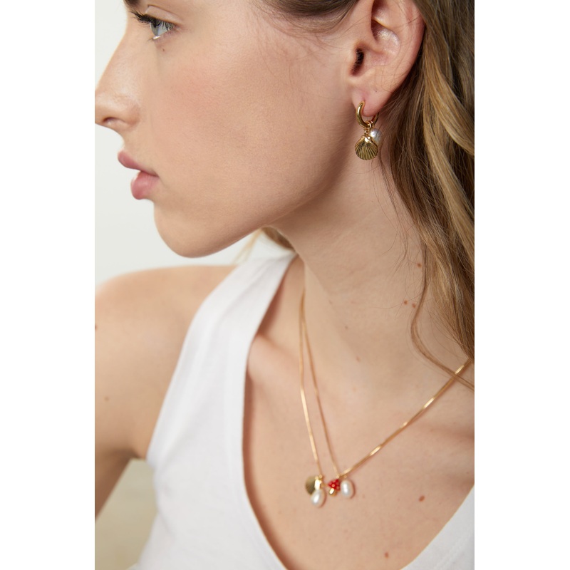 CHARM & PEARL HOOP Gold Shell One Size