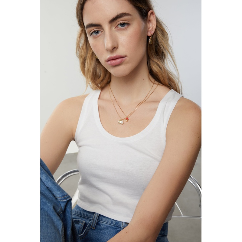 CHARM & PEARL NECKLACE Gold Shell One Size