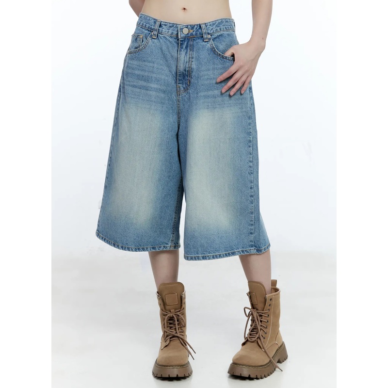 Washed Wide-Leg Jorts CG507 Blue S