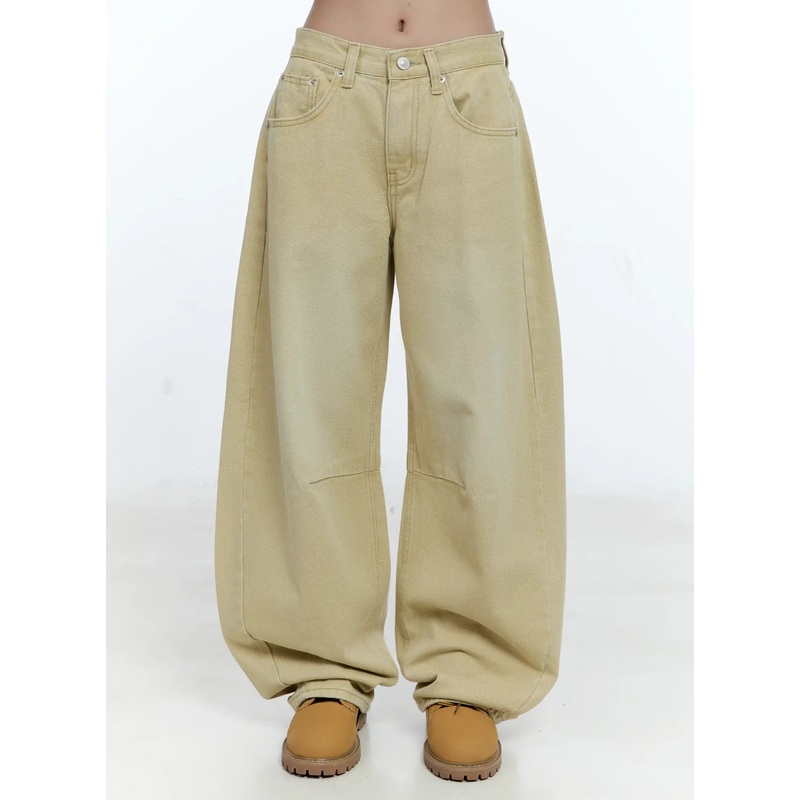 Wide-Leg Pintuck Pants CG507 Beige S