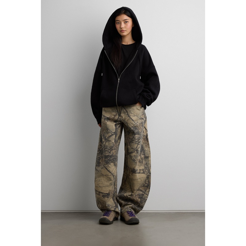 CAMO PRINT BARREL LEG PANT Beige Print Extra Small