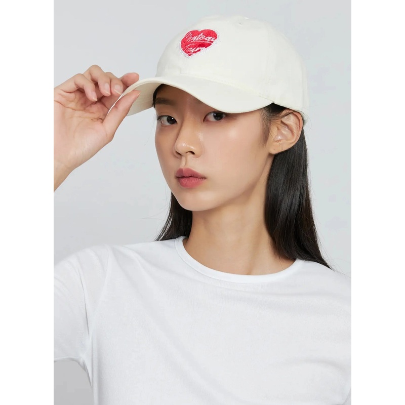 Chich Heart Embroidered Cap IN507 Light beige One Size