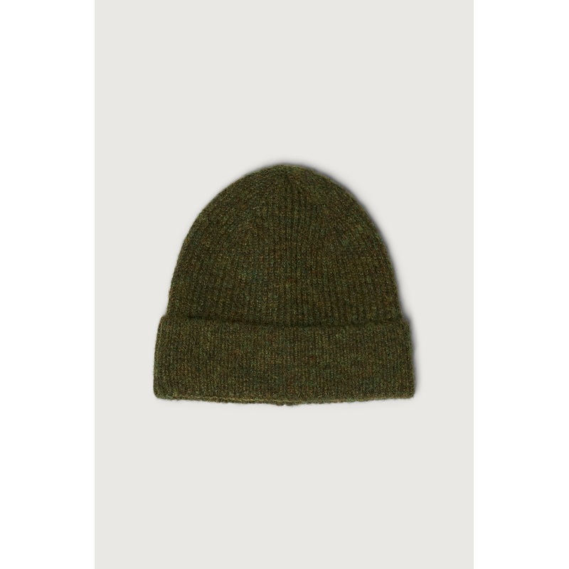 FUZZY RIBBED KNIT BEANIE Heather Olive One Size
