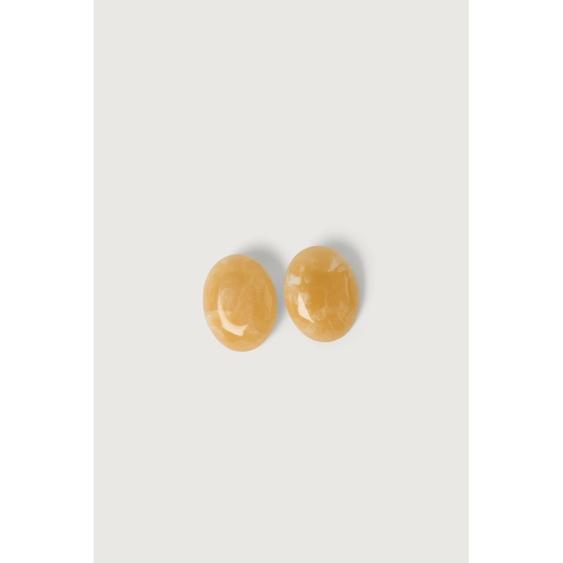 MARBLE RESIN OVAL EARRINGS Yellow Mix One Size
