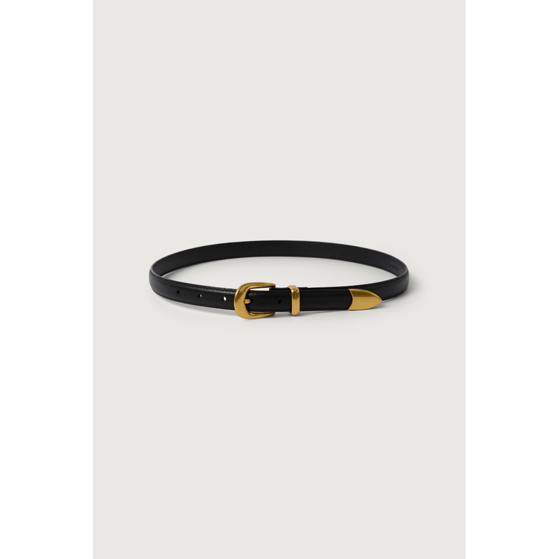 MILA WESTERN LEATHER BELT Black Antique Gold Extra Small