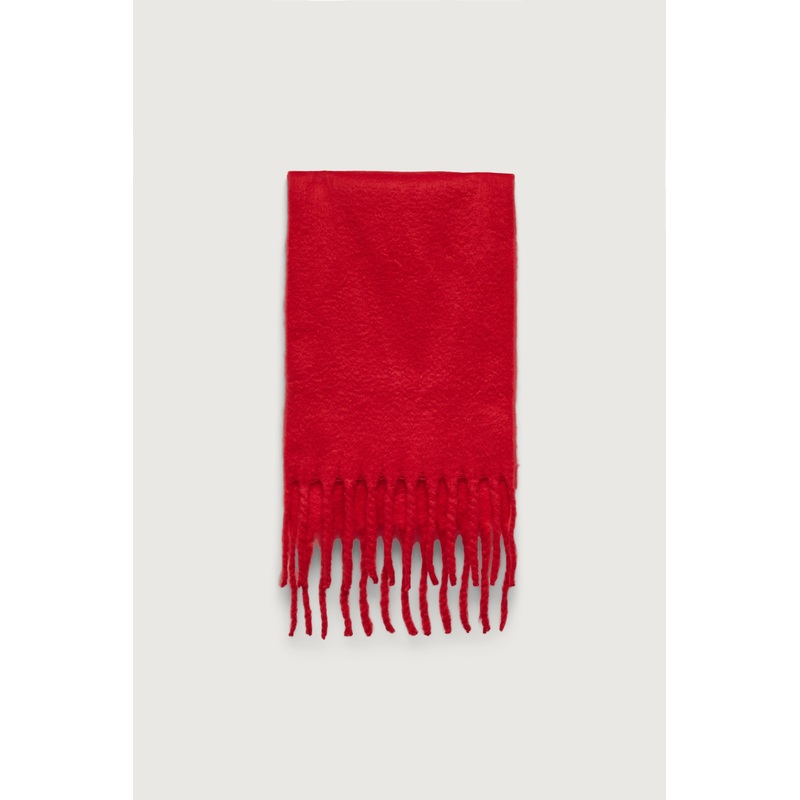 SOLID SCARF WITH TASSELS True Red One Size