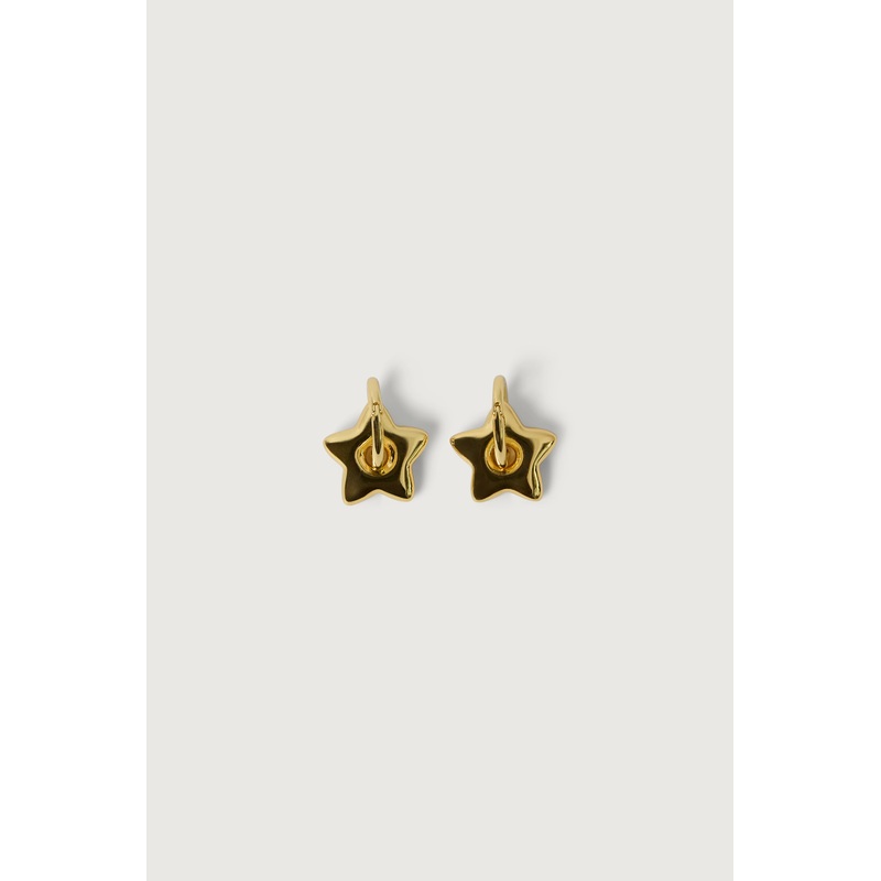 STAR PENDANT HOOP EARRINGS Gold One Size