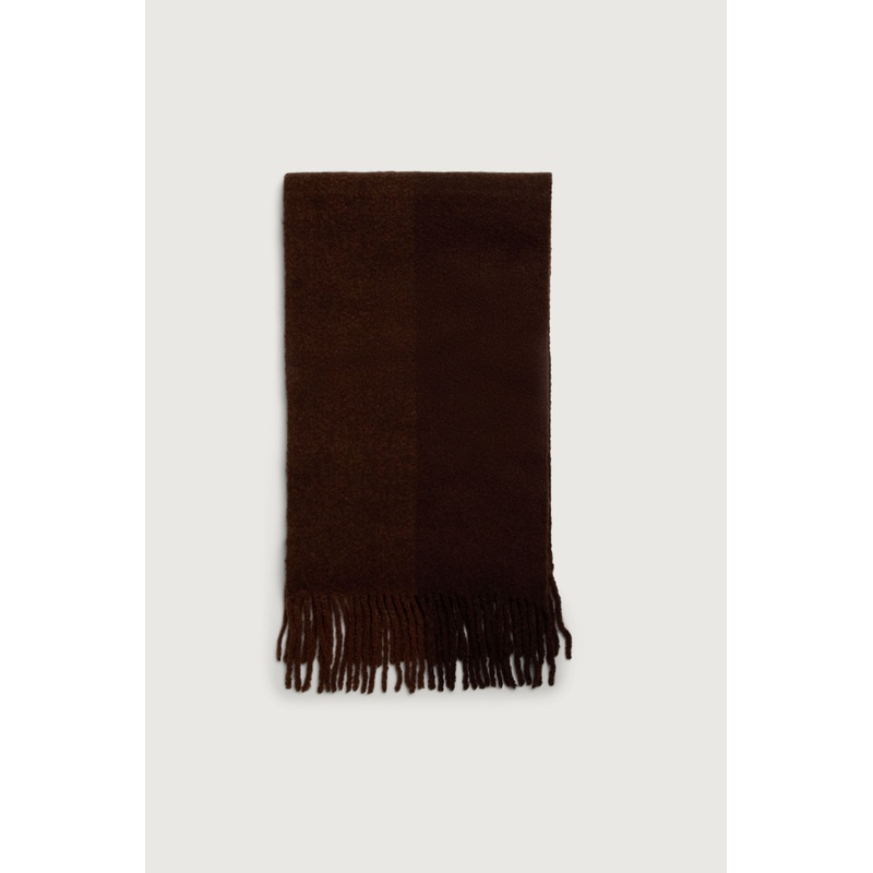 STRIPED BOUCLE SCARF WITH TASSELS Coffee Bean Stripe One Size