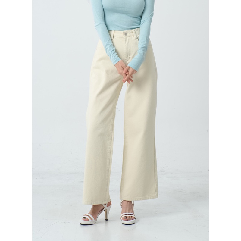 Wide Leg Cotton Pants IO24 Light beige S