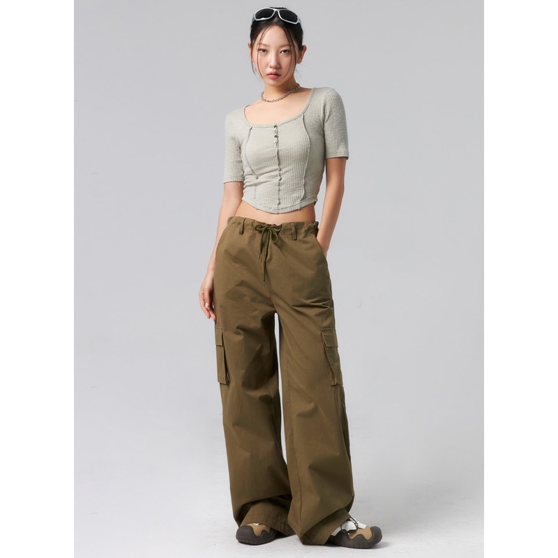 Baggy Cargo Pants CL319 Light beige S