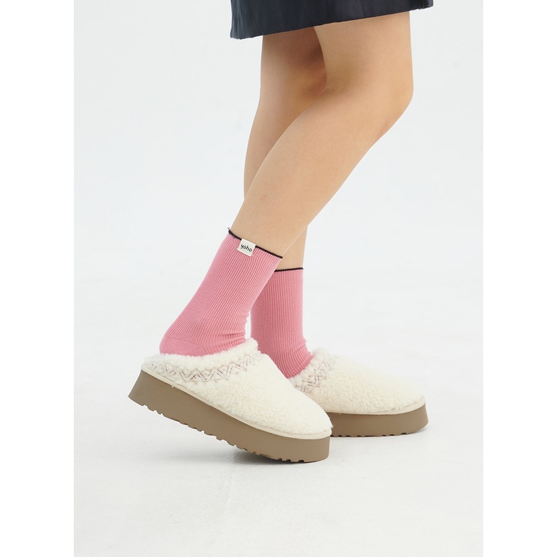 Ribbed Knit Socks IN316 Pink One Size