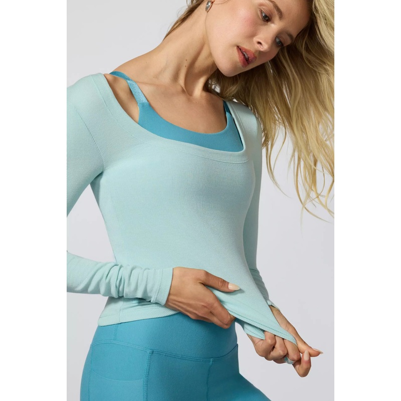 Baby Rib Square Neck Tee – Blue Haze Blue Haze XS