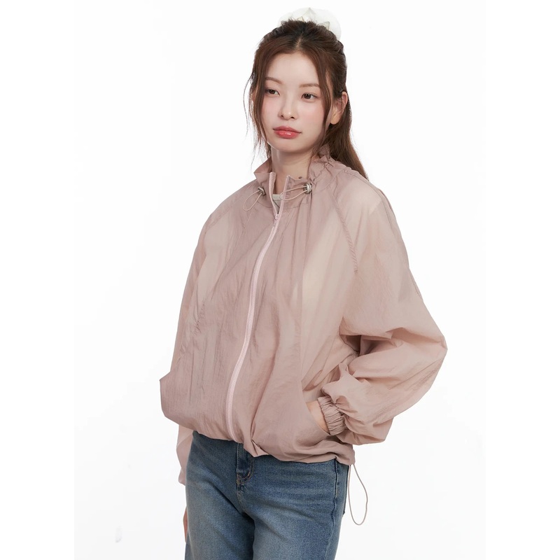 Lightweight Sheer Windbreaker Jacket CG520 Pink S/M