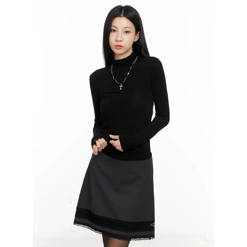 Basic Slim Fit Long Sleeve Turtleneck CG526 Black S/M