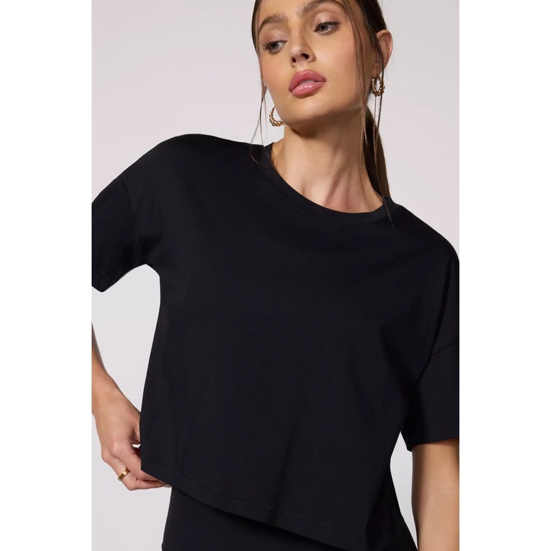 Pima Cotton Boyfriend Tee – Black Black XS
