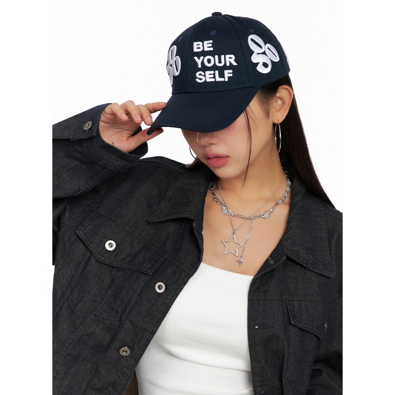 Casual Lettering Cap IG527 Dark blue One Size