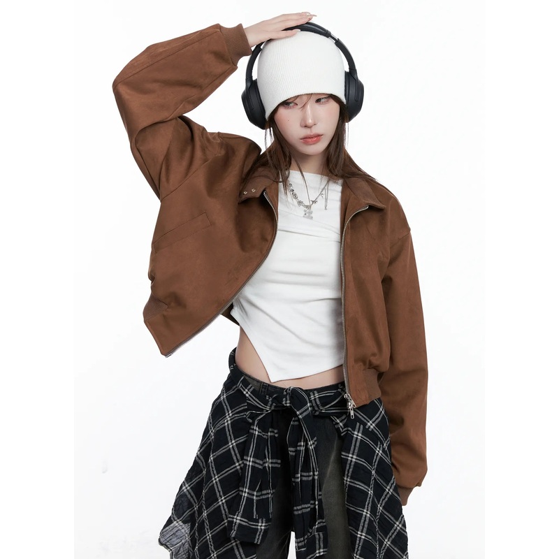 Vicky Suede Two-Way Jumper Jacket CG529 Brown S/M