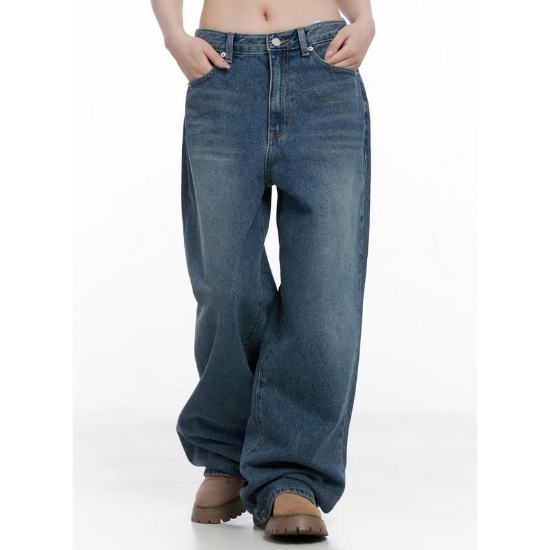 Amalia Wide Leg Vintage Washed Jeans CG529 Blue S