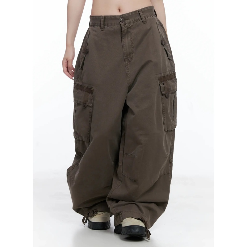 Utility Pocket Wide-Leg Trousers CS501 Brown S