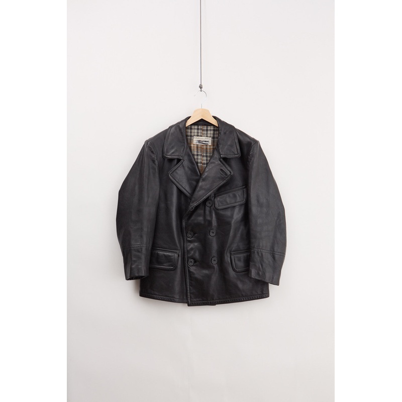 Double-breasted Leather Car Coat (S) S