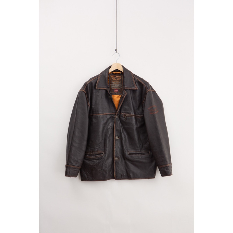 Leather Pilot Car Coat (L) L