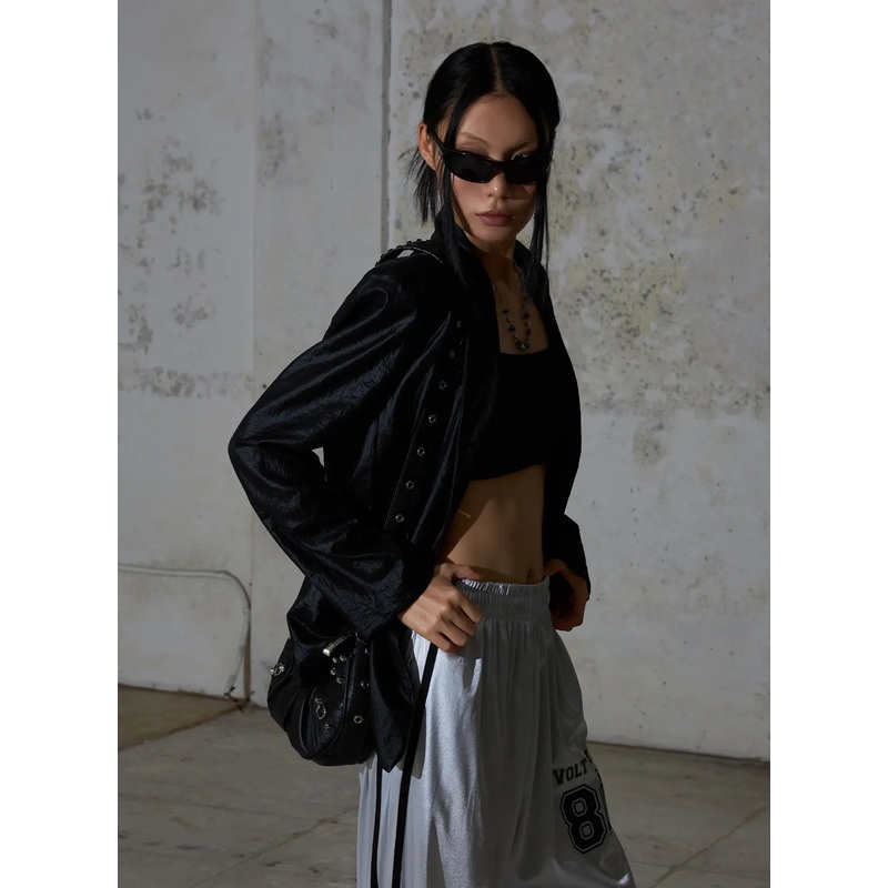 Black Nylon Slim Fit Jacket CS511 Black M/L