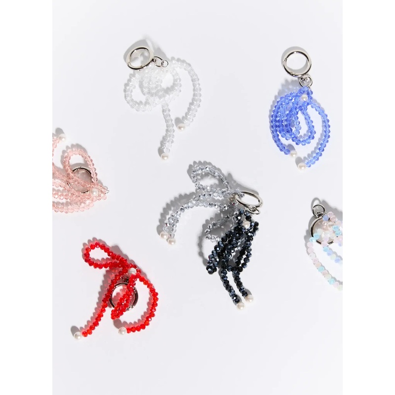 Beaded Ribbon Keychain IS516 Red One Size