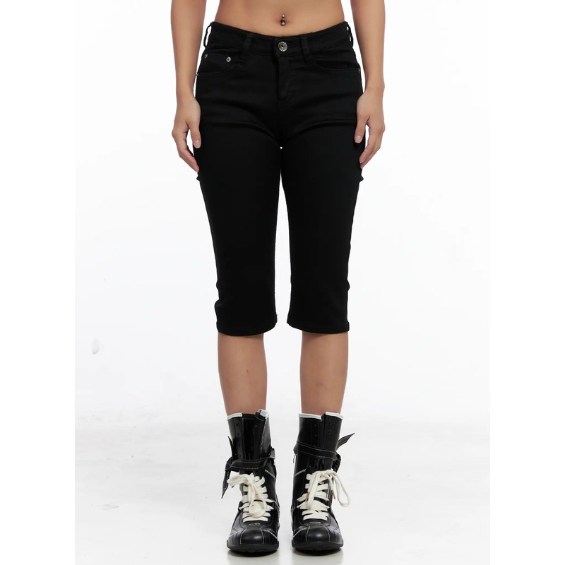Basic Capri Cotton Pants CS522 Black S