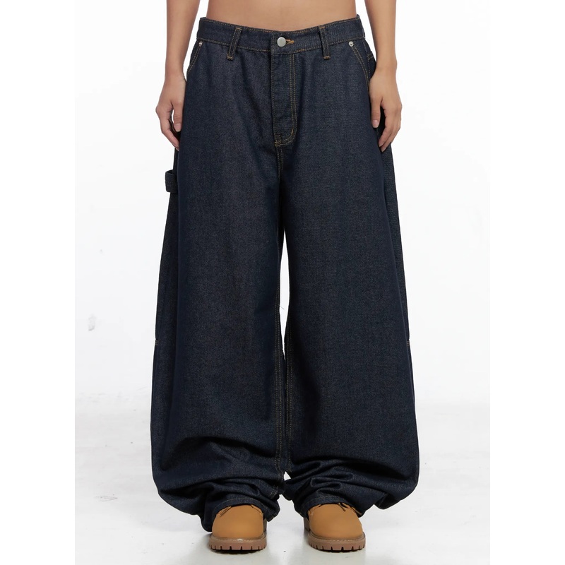 Relaxed Fit Dark Denim Jeans CS522 Dark blue S