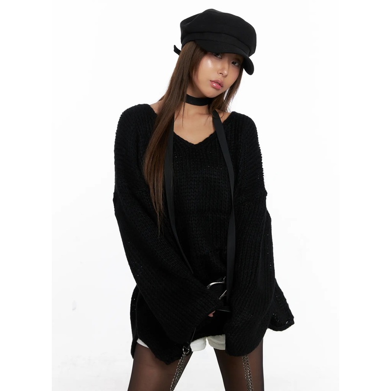 Chunky Loose-Fit Sweater CS524 Black M/L