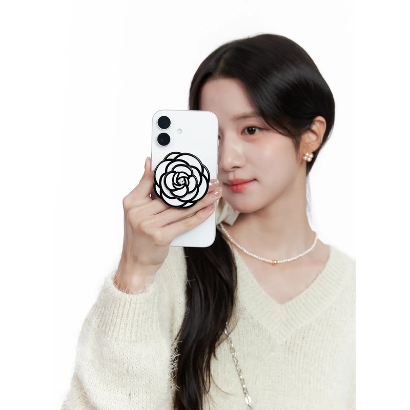Rose Cubic Flower Phone Grip CS523 White One Size