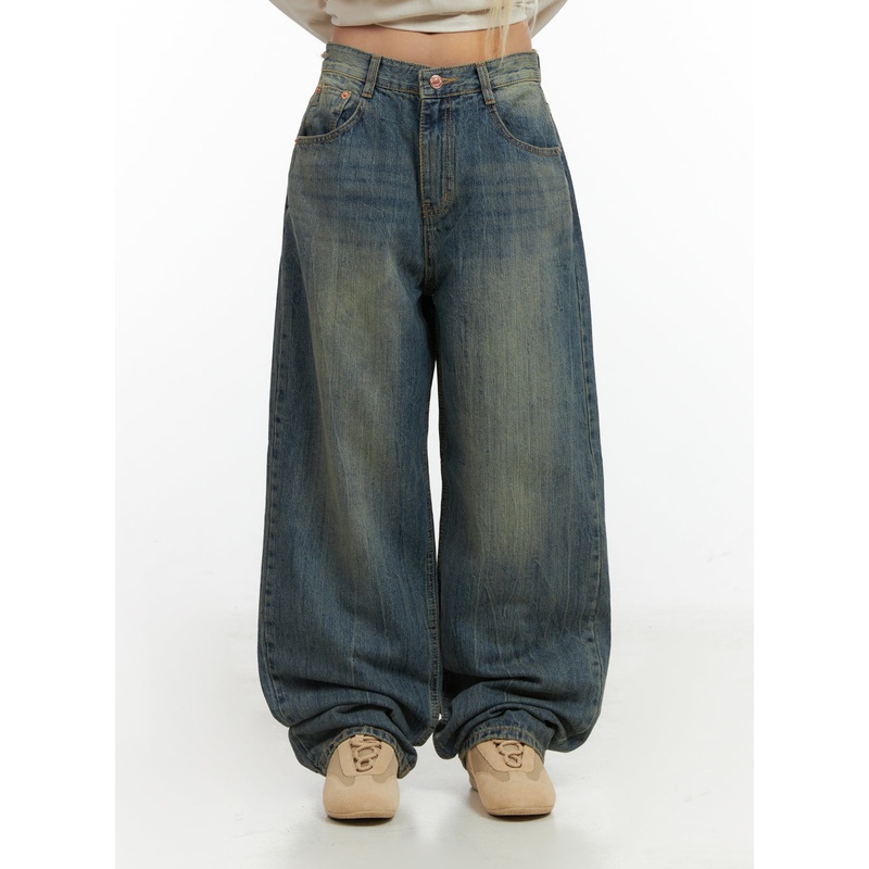 Thea Baggy Jeans in Washed Blue CO415 Dark blue S