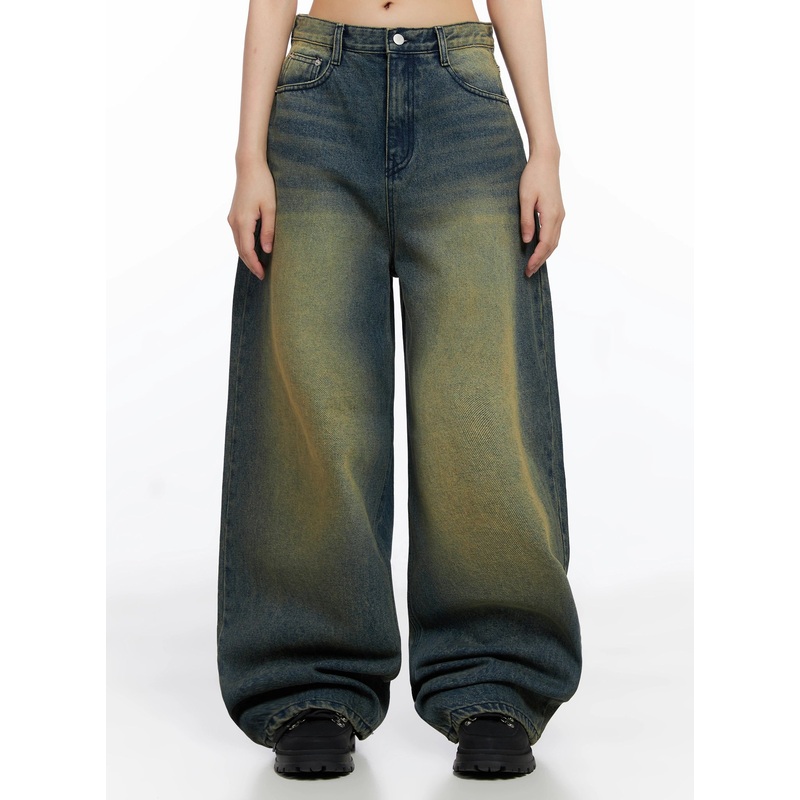 Elora Washed Baggy Jeans IS525 Dark blue S